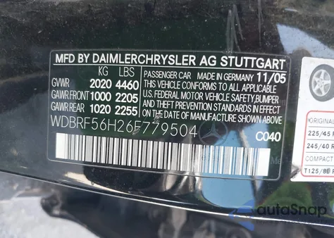 2006 Mercedes-Benz C 350 Luxury/Sport from USA, damaged, VIN WDBRF56H26F779504